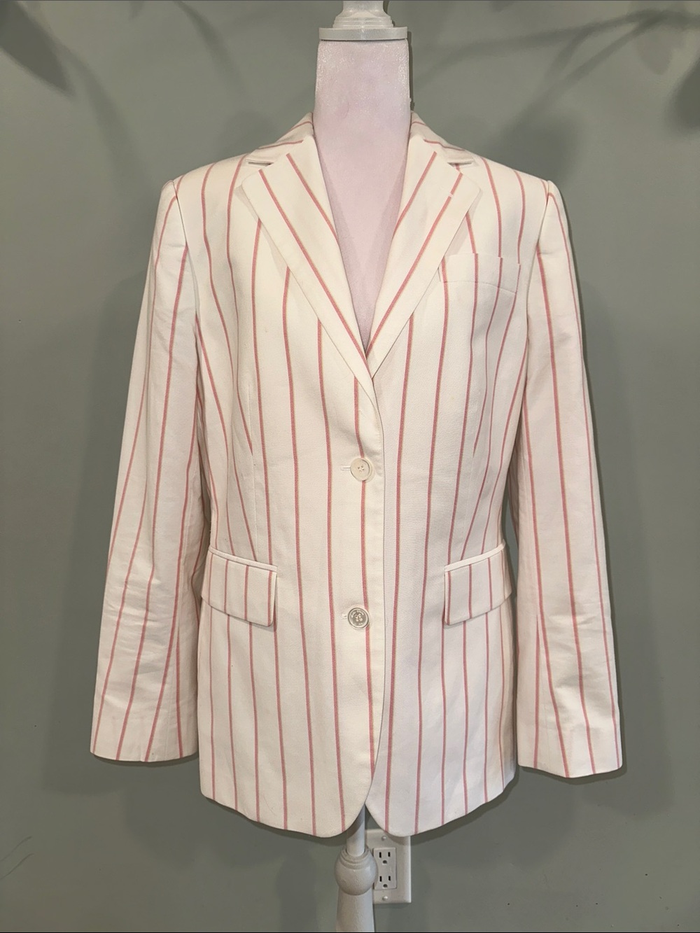 Brooks Brothers White Blazer with Pink Stripes